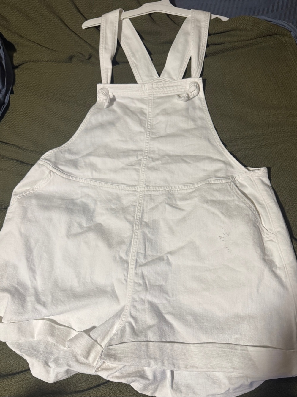 Aerie White Overall Shorts Romper